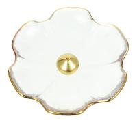 Lurrose Decorative Glass Incense Holder for Sticks with Gold Edge round Tray Artistic Simple Design Home Decoration Purify The Air for Tea House Yoga Room