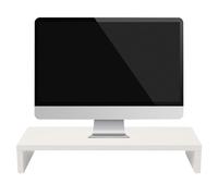 Lurrose Desktop Monitor Rack Monitor Shelf Wood Solid Wooden Material Fine Workmanship Smooth Edges Space Saving Office Desk Use White