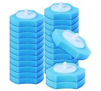 Lurrose Disposable Toilet Brush Heads 30 Sky-Blue Sponge Refills | Absorbs Water, Flat Base for Wider Contact, Cleans Toilets, Sinks and Drains, 7 × 7 × 1.5 cm