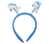 Lurrose Dolphin Headband, Cute Plush Ocean Themed Hair Accessories for Under the Sea Party, Spring Marine Animal Costume Headbands for Beach Vacation Blue