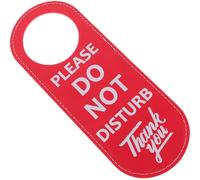 Lurrose Double-sided Red Leather Do Not Disturb Sign 22.5×8.5cm English Text Door Hanging Board for Office, Meeting Room, Hotel Room Doorknob Privacy Tag