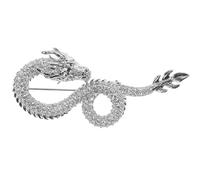 Lurrose Dragon and Vivid Image for Women Brooch Pin Chinese Style Silver Copper Material with Detailed Workmanship Zodiac Year the Dragon Design Suitable for Wedding and Banquet