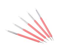 Lurrose Dual Head Nail Art Dotting Pen Acrylic and Metal Material 5pcs with Silicone Brush Fine Drawing and Clay Painting Tool for Natural and False Nails at Home or Salon