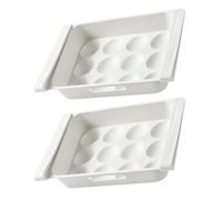 Lurrose Egg Container Large Capacity 2pcs White Plastic with 12-grids Egg Storage Box Drawer Type for Fridge Space Saving and Prevents being Crushed Creative Appearance for Household
