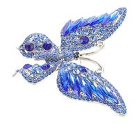 Lurrose Elegant Blue Rhinestone Butterfly Brooch Pin for Women, Alloy Material with Secure Scarf Function and Versatile Use, Stylish Accessory for Dresses and Scarves