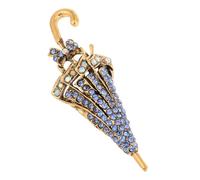 Lurrose Elegant Blue Rhinestone Umbrella Brooch Lapel Pin for Women Featuring Zinc Alloy Material and Luxurious Appearance, Accessory for Formal Attire and Clothing