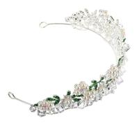 Lurrose Elegant Bridal Pearl Crown Featuring a Silver Rhinestone Tiara Crown with Alloy, Rhinestone, and Pearl Materials, Designed a Versatile Accessory that Enhances the Bride's