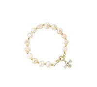 Lurrose Elegant Golden Pearl Bracelet for Women Featuring Copper and Imitation Pearl Material, for Travel and Daily Shopping an Eye-catching and Stunning Look