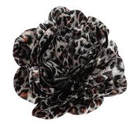 Lurrose Elegant Leopard Print Fabric Flower Brooch Pin for Women, Decorative Cloth Lapel Pin with Unique Design, for Wedding, Party, and Dress Accessories