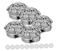 Lurrose Elegant Rhinestone Flower Cufflinks Set for Weddings Formal Events Durable Tuxedo Buttons with Dazzling Floral Design for Business Attire and Special Occasions