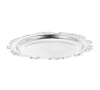 Lurrose Embossed Metal Fruit Plate 20cm Silver Snack Serving Tray Decorative Candy Holder European Style Food Serving Dish for Party and Hotel Tableware