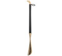 Lurrose Ergonomic Long Handle Shoe Horn with Smooth Rounded Edges and Wood Copper Material for Elders to Back and Knee, Black 56cm Shoe Lifter for Easy Wearing at Home