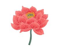 Lurrose Ethnic Embroidered Lotus Patch Red Three-Dimensional Cloth Applique for Sewing Clothes Decoration, Embroidery Applique Suitable for Craft and Garment Embellishment
