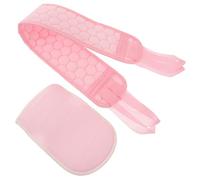 Lurrose Exfoliating Bath Gloves and Long Back Scrubber Strap Set, Dual-Texture Rubbing Towel for Body and Back Massage, Pink Bathing Accessory for Shower and Spa Skin Care
