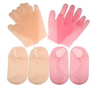 Lurrose Exfoliating Foot Peel Mask Socks 4 Pairs Silicone Moisturizing Foot and Hand Masks Elastic Skin Care Socks for Relaxation and Care