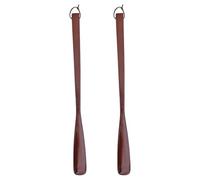 Lurrose Extra Long Wooden Shoehorn 2 Pack 40cm for Boots and Shoes | Smooth Rounded Edges, Thick Handle with Top Lanyard, Hangs Neatly at Home or Entryway Shoe Bench