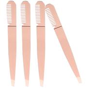 Lurrose Eyebrow Tweezers Set and Removing Ingrown Hairs Brow Shaping Lightweight 4pcs Golden Stainless Steel Precision Tools for for Women and Men