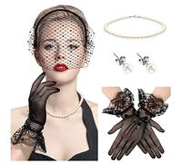 Lurrose Fascinator Veil for Women Mesh Veil Headband Bridal Wedding Veil Headband Tea Party Headband with Veil for Women