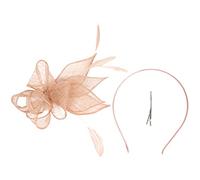 Lurrose Fascinators Hat Headband Women Tea Party Hair Clip 1920s Prom Queen Headpiece for Special Events Wedding Party (Nude)