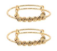 Lurrose Fashionable Gold Tone Adjustable Push-pull Beaded Bracelet for Boys, 2pcs Set, Birthday and Everyday Wear Accessory