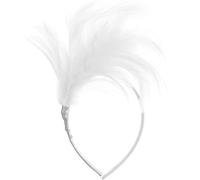 Lurrose Feather Headband Fascinator Hair Band Headpiece Headwear Costume Headdress for Fancy Party Festival (White)