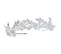 Lurrose Flower Leaves Crown Pearl Crown Tiara Wedding Decorative Headband Bride Hair Crown Party Tiara Women Headdress
