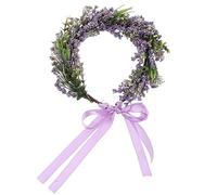 Lurrose Flower Wreath Headband Lavender Floral Garland Crown Christmas Flower Headpiece for Women Girls Bridal Wedding Party Holiday (Purple)