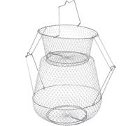 Lurrose Foldable Metal Fishing Catch Net with Flat Bottom Lightweight and Fixed the Ground Reusable Fishing Net for Fish and Lobsters
