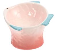 Lurrose Food Bowl Decorative Pet Feeder Shallow Pink Ceramic Easy to Clean Support Long Serving Time Household Treats Plate for Cat Feeding