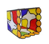 Lurrose French Creative Dove Stained Glass Pendant Lampshade Replacement, Small 42Mm Diameter Hanging Glass Lamp Shade for Bedroom Ceiling Light, Decorative Vintage Style