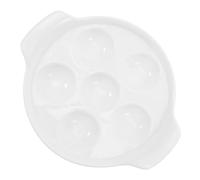 Lurrose French Style Ceramic Escargot Baking Plate 7-inch 6-Compartment Snail Dish with Handles Oven-Safe Small Seafood Platter for Kitchen and Restaurant Use