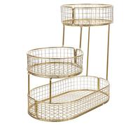 Lurrose Fruit Basket Stand Golden Iron Metal 3 Tier Fruit Holder with Multilayer Design for Separate Storage and Easy Organisation for Kitchen Counter and Dining Rooms