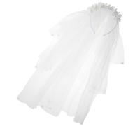 Lurrose Girls First Communion Veil Flower Pearl Veil Headband for Bridal Shower Wedding First Holy Communion