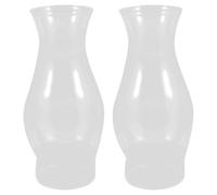 Lurrose Glass Oil Lamp Shade Replacement 2Pcs 7.5Cm Diameter Vintage Four-Claw Chimney 8 Inch Height Heat-Resistant Cover for Camping and Indoor Lighting
