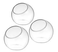 Lurrose Glass Plant Terrarium Bowls as Centrepiece 3 Pcs round Chic Decorative Containers for Air Plants and Succulents Suitable for Desks and DIY Projects