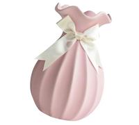 Lurrose Glossy Pink Ceramic Hydroponic Flower Vase, Artistic Table Flower Holder for Home Décor and Dinner Table Decoration