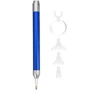 Lurrose Glowing Rhinestone Drill Pen Kit 5pcs Set Magnifier and 3 Dotting Heads, Blue DIY Pen for Rhinestone Craft Tools (battery Not Included)