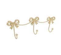 Lurrose Gold Bow Wall Hooks Triple Iron Decorative Key Hangers Heavy Duty Metal Coat Rack with Luxurious Gold Finish for Bathroom Kitchen Office Storage