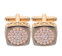 Lurrose Golden Faux Pearl Cufflinks for Men round Alloy Design and Subtle Shine, Secure and Versatile Style Compatibility, for Wedding and Social Gatherings