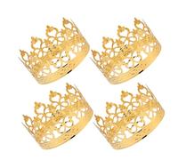 Lurrose Golden Metal Crown Elegant and Portable Size Cake Toppers 4pcs Decorations Elevating Visual Effect for Parties and Bridal Showers for Birthday and Wedding Cakes