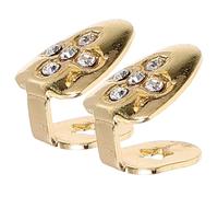 Lurrose Golden Metal Teeth Grills and Time Using Convenient to Wear 2pcs with Rhinestones Lightweight Unique Look Accessories for Hip Hop Party for Adults and Rappers