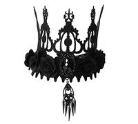 Lurrose Gothic Black Rose Crown Gothic Garland Crown Headband Halloween Tiara Headband Tiara Queen Costume for Halloween Party Cosplay