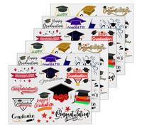Lurrose Graduation Temporary Tattoos Decorative Stickers 6 Sheets Stickers Body Tattoos Decal Easy Removal Latex Material Graduation Themed