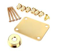 Lurrose Guitar Neck Plate with Screws Metal Golden and String Ferrules Set and Protecting the Finish for Guitar and Bass