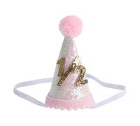 Lurrose Half Birthday Hat Baby Girl Birthday Cone Hats Pink 1/2 Birth Day Headband Kids Party Decoration for Baby Toddler Girls Photo Prop