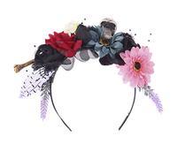 Lurrose Halloween Flower Crown Headband Mexican Rose Flower Crown dia de los muertos Day of The Dead Headband Skull Headpiece Headwear (Colorful)