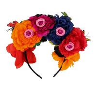 Lurrose Halloween Party Headband Mexican Rose Flower Crown Halloween Party Costume Headpiece Day of The Dead Headband dia de los muertos Flower Crown (Mixed Color 2)