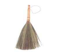 Lurrose Handmade Straw-woven Small Broom with Wood Handle, Soft Bristle Dusting Brush for Home Cleaning, Short Handle Household Floor Broom for Dust and Debris Removal