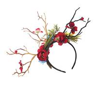 Lurrose headband Branch Antler Headdress Flower Headwear antler flower floral hair garland Forest Hair Accessory christmas party favor halloween headpiece antlers plastic Fairy