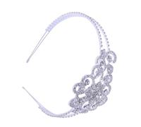 Lurrose Headband Material and Bridal Tiara Crystal Elegant Flower with, Design Lightweight Alloy Portable Wearing Eye-catching Silver Hair Accessories for Weddings Engagements for Brides